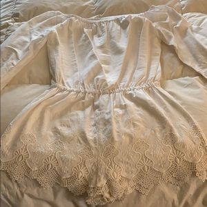 White romper with lace detail